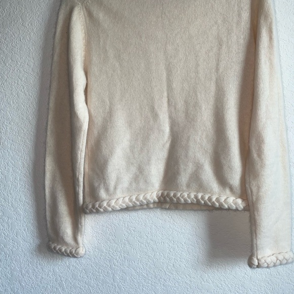 David Brooks Lamb Wool Angora Rabbit Hair Blend Cream Braided Cream Cardigan S - Picture 10 of 13